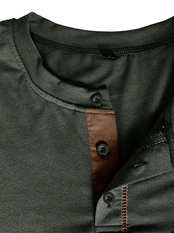 HENLEY Block Knitted Long Sleeve T-Shirt