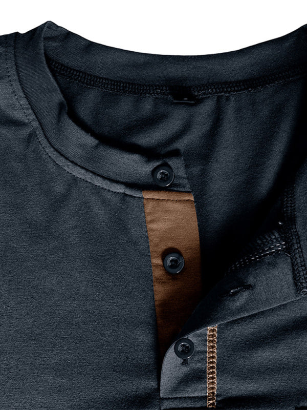 HENLEY Block Knitted Long Sleeve T-Shirt