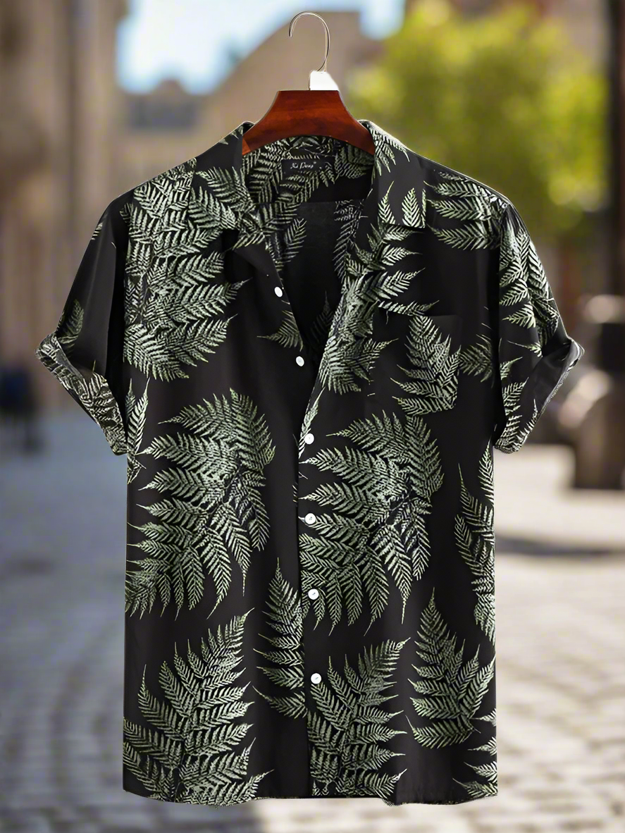 Loose Maple Leaf Print - Short Sleeve Shirt