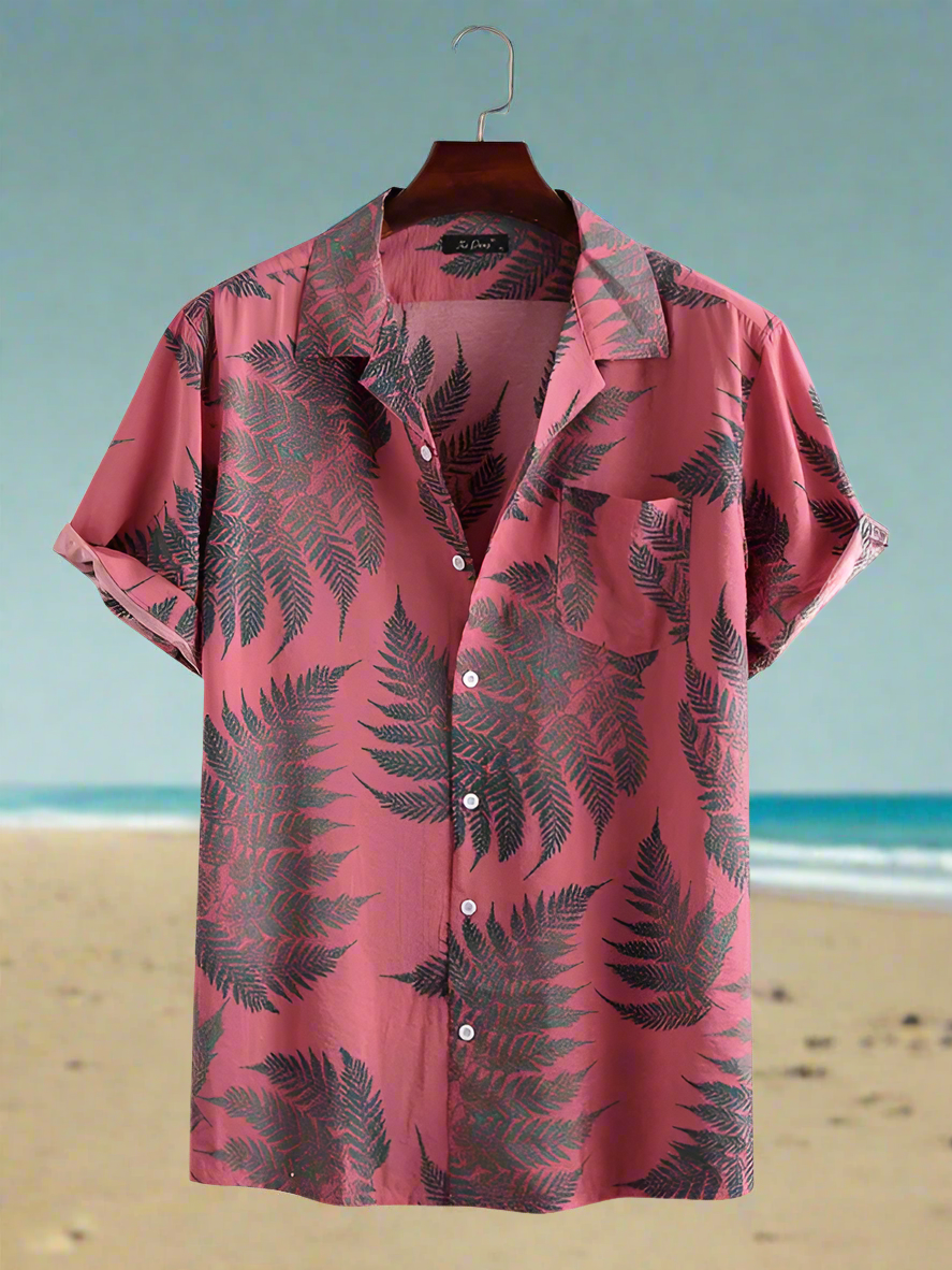 Loose Maple Leaf Print - Short Sleeve Shirt