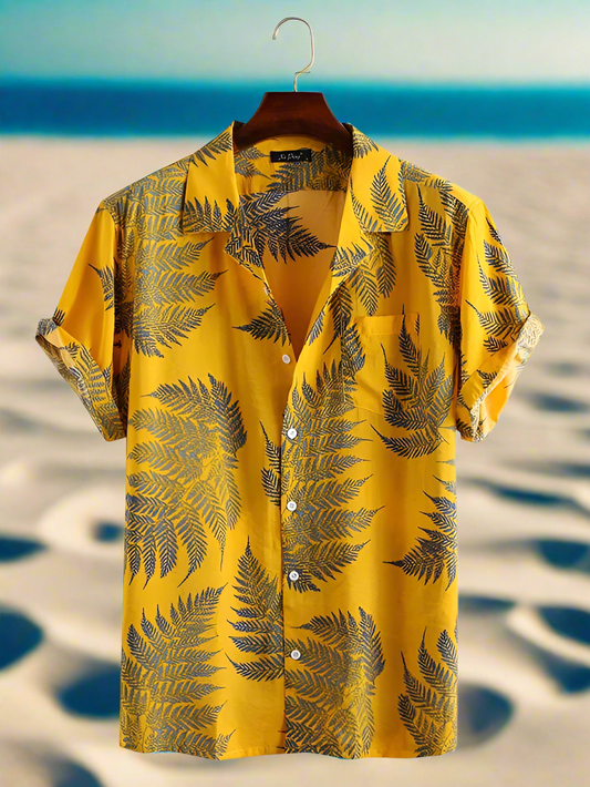 Loose Maple Leaf Print - Short Sleeve Shirt
