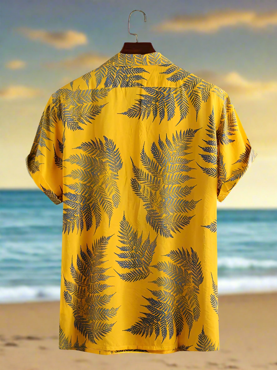 Loose Maple Leaf Print - Short Sleeve Shirt