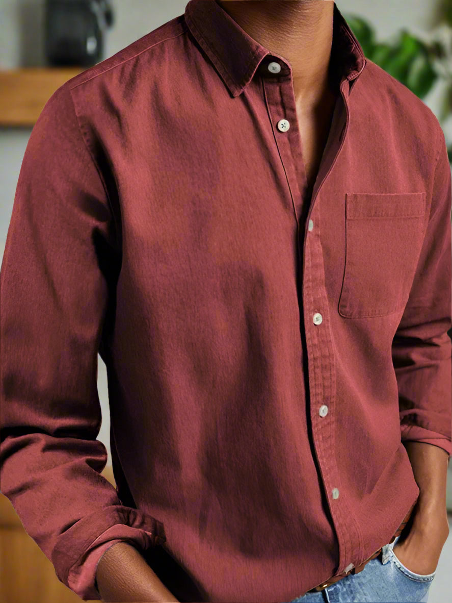 Long Sleeve Lapel Men's Shirt