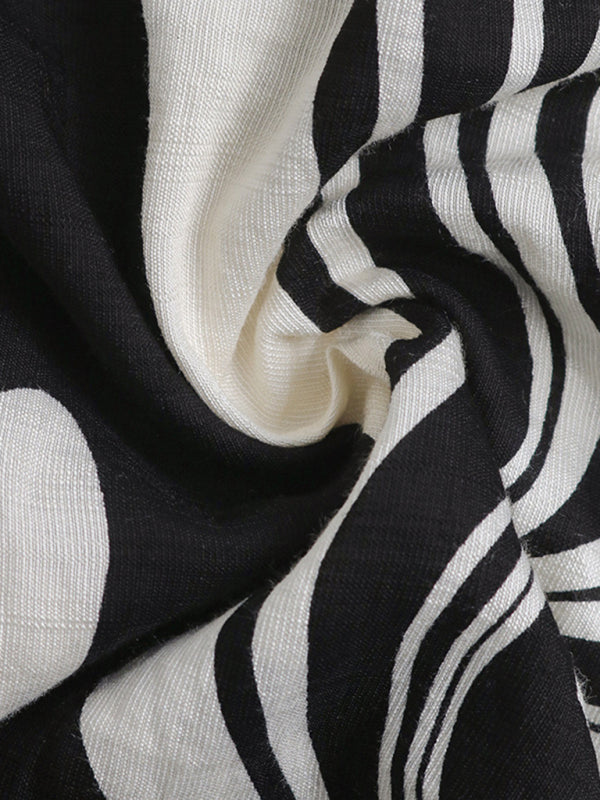 Ruffle Print Long-Sleeved Shirt Dress