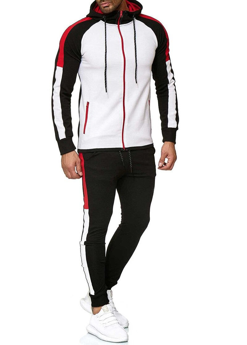 Casual Patchwork Tracksuit with Full Sleeve and Elastic Waist
