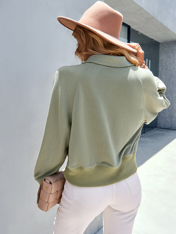 Solid color long sleeved sweater top