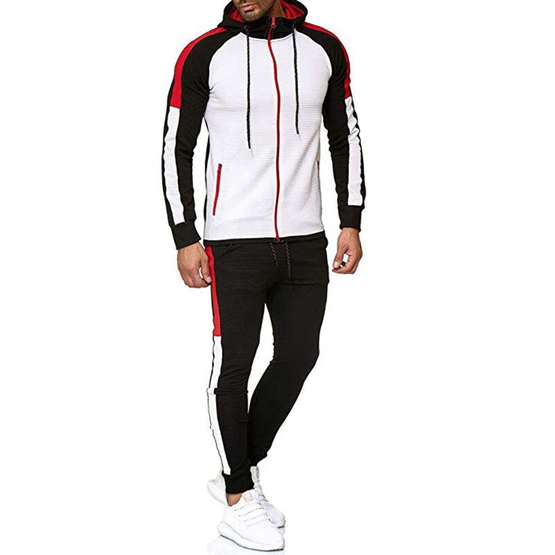 Casual Patchwork Tracksuit with Full Sleeve and Elastic Waist