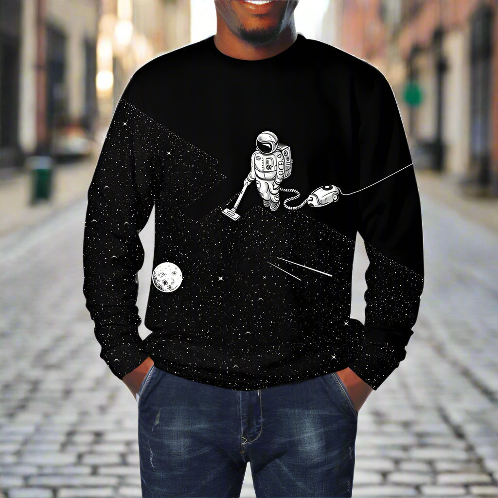 Cloudstyle 3D Sweatshirt. Space Vacuum Cleaner Robot. Jumper, Pullover, Streetwear