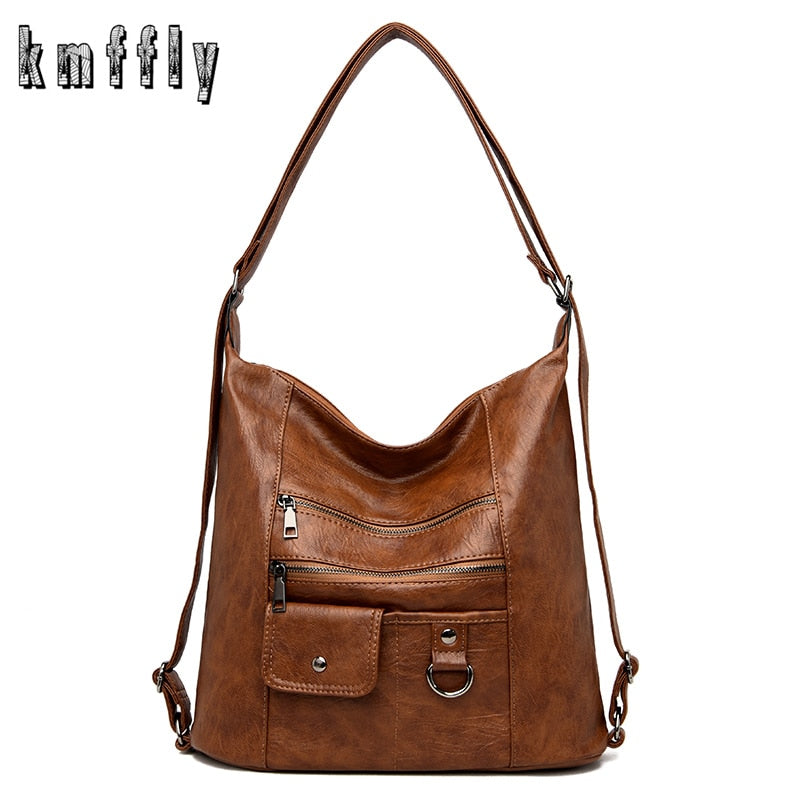 Women's Faux Leather Crossbody Handbag - Versatile Top-Handle/Shoulder Bag with Multifunctional Design