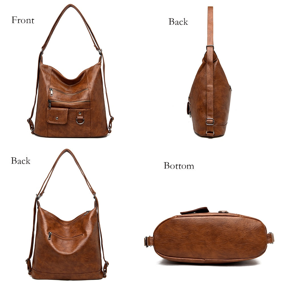 Women's Faux Leather Crossbody Handbag - Versatile Top-Handle/Shoulder Bag with Multifunctional Design