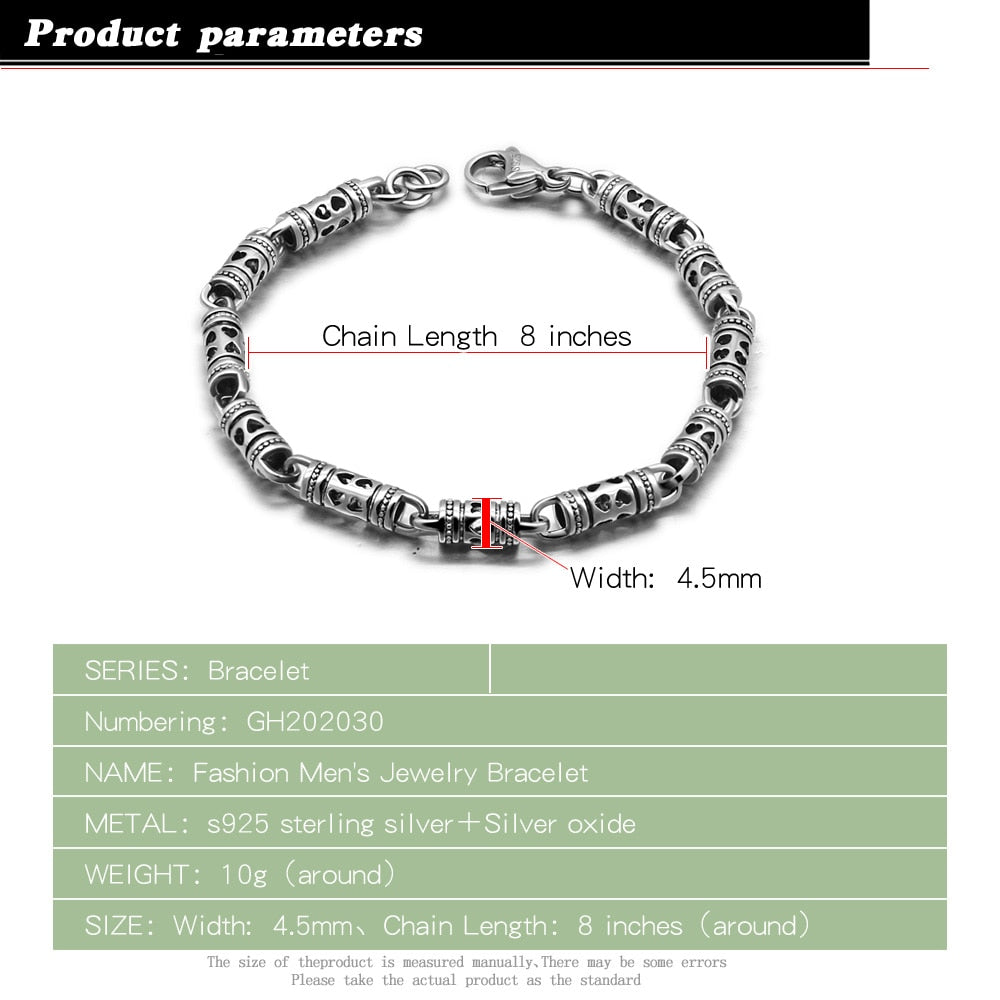 Vintage Sterling Silver Bracelet 20 cm Chain Hand Jewelry