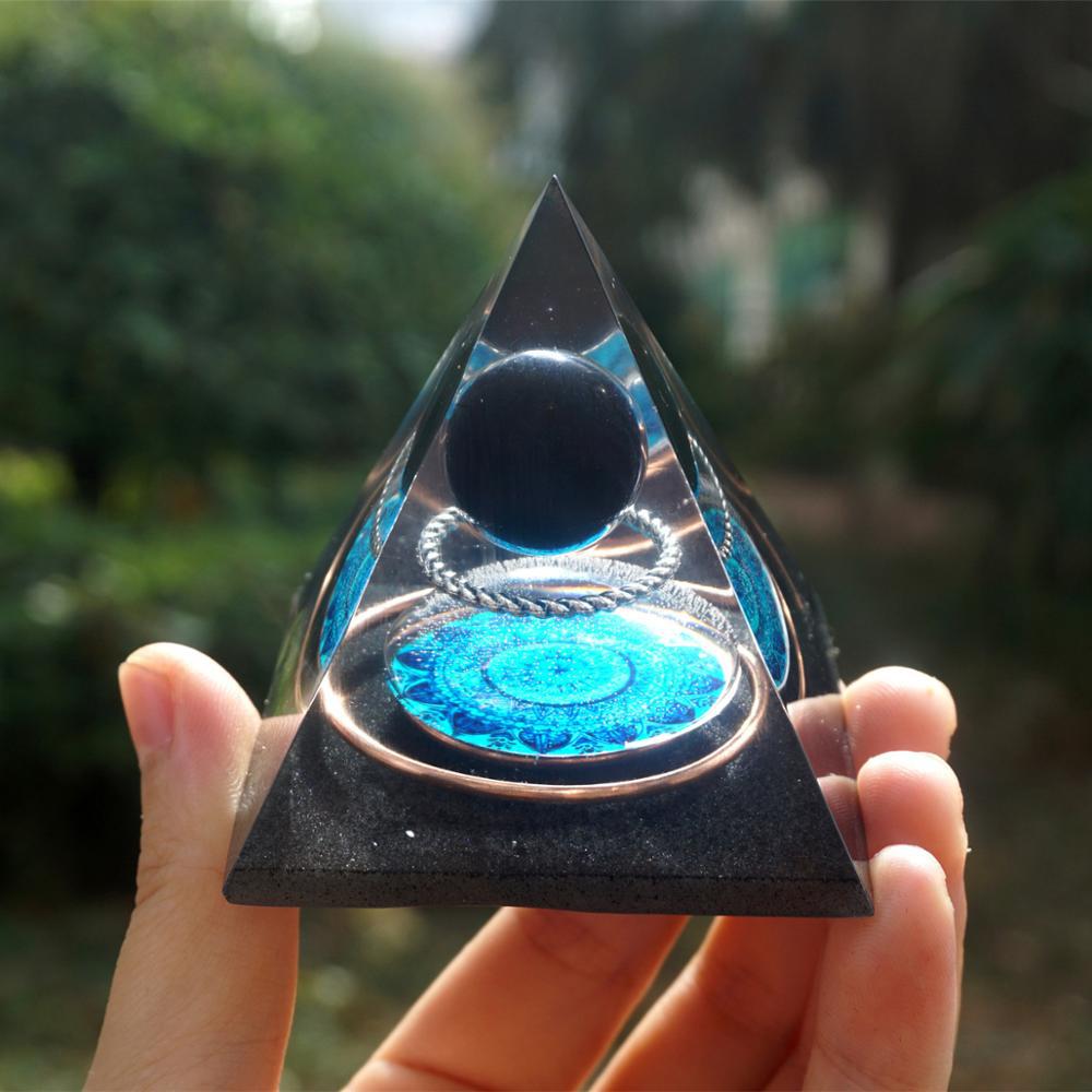 Handmade Orgonite Pyramid Mandala Obsidian Crystal Sphere