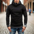 Slim Hooded Sweatshirt with Diagonal Zipper for Men