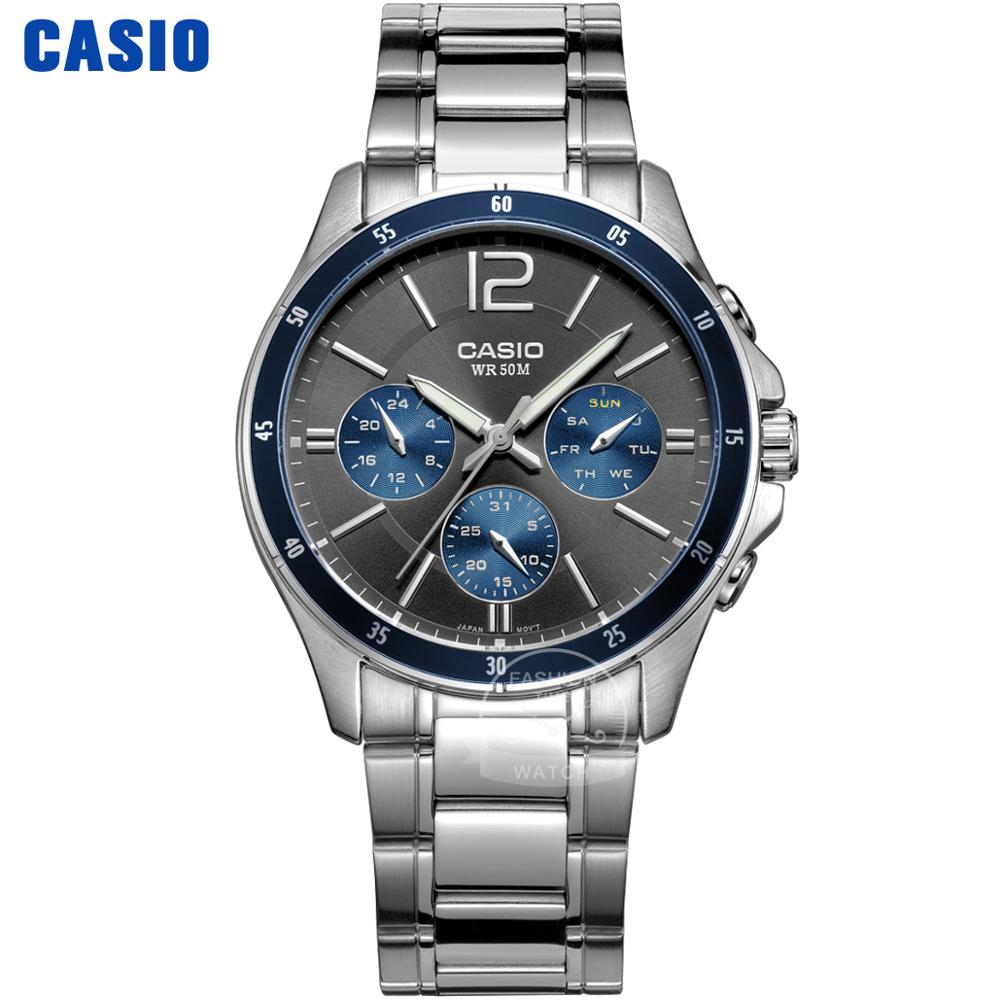 Casio Men's Quartz Watch: 50M Waterproof Timepiece with Ion Plated Case and Stainless Steel Band