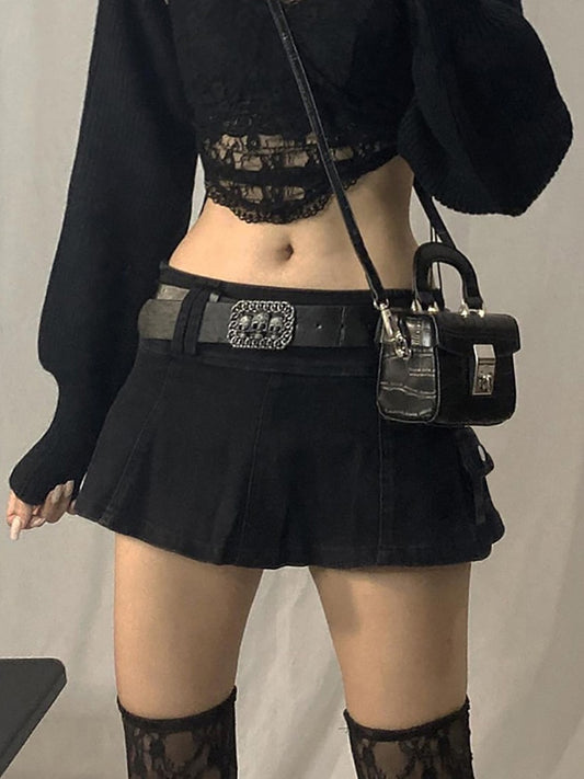 Pastel Goth Low Waist Micro Skirt: Perfect for Urban Streetwear Enthusiasts!