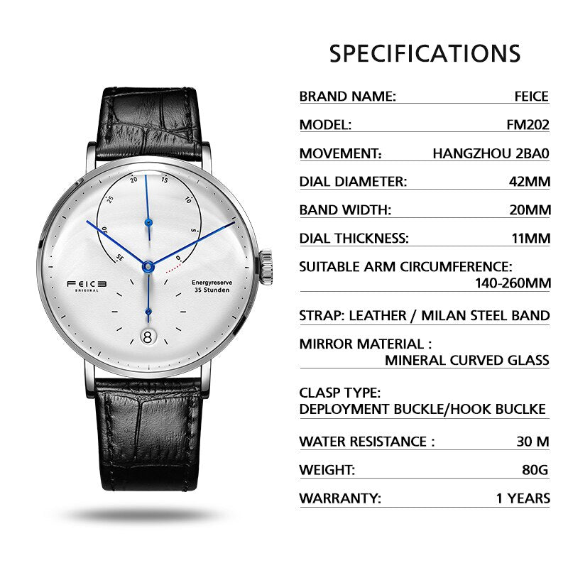 FEICE Men's Automatic Bauhaus Watch: Modern Timepiece
