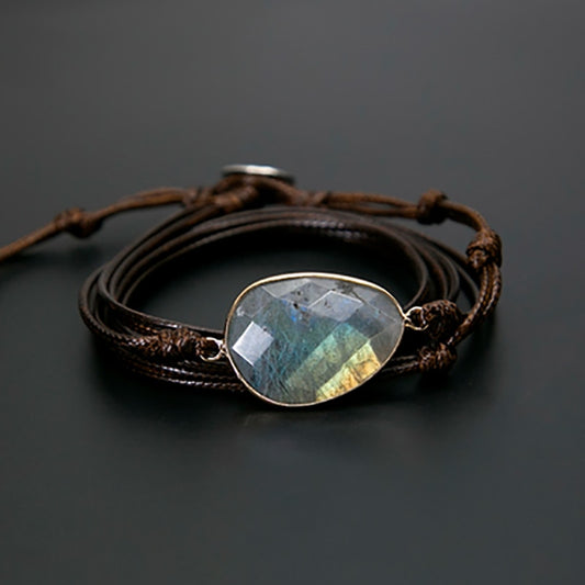 Natural Stone Rope Wrap Unisex Bracelet