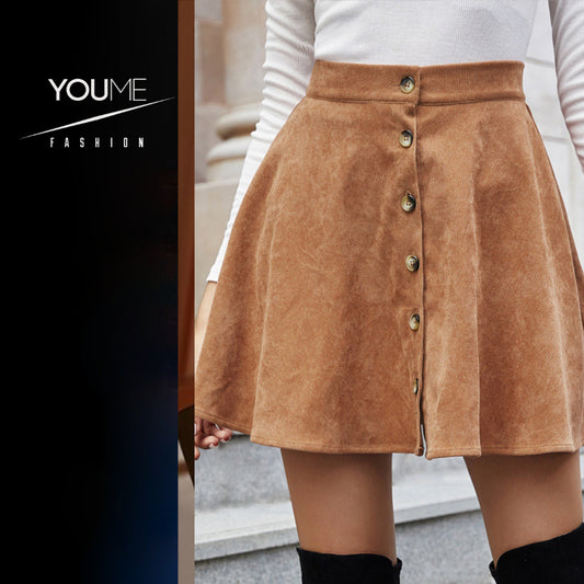 Fashion Retro Corduroy High Waist Skirt