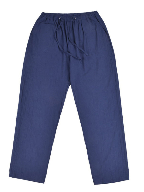 Stylish Linen Blend Drawstring Pants