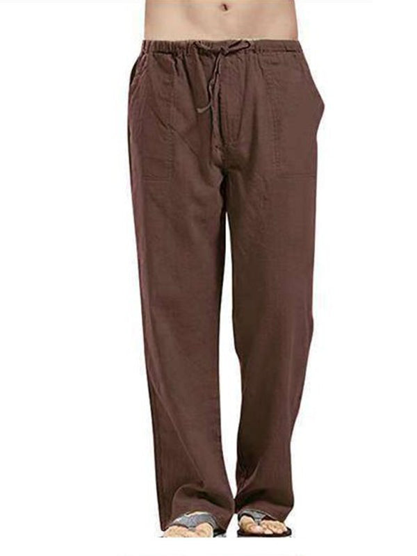 Stylish Linen Blend Drawstring Pants