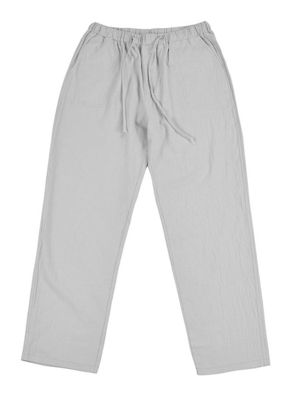 Stylish Linen Blend Drawstring Pants