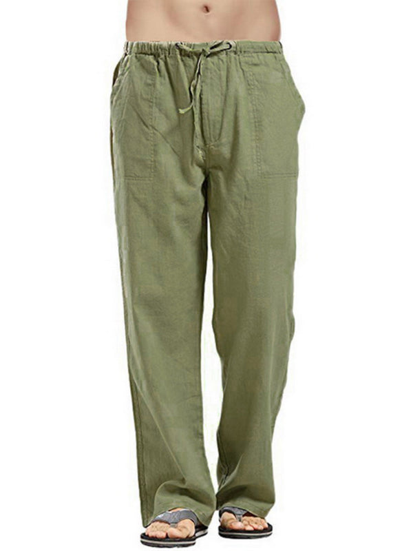 Stylish Linen Blend Drawstring Pants