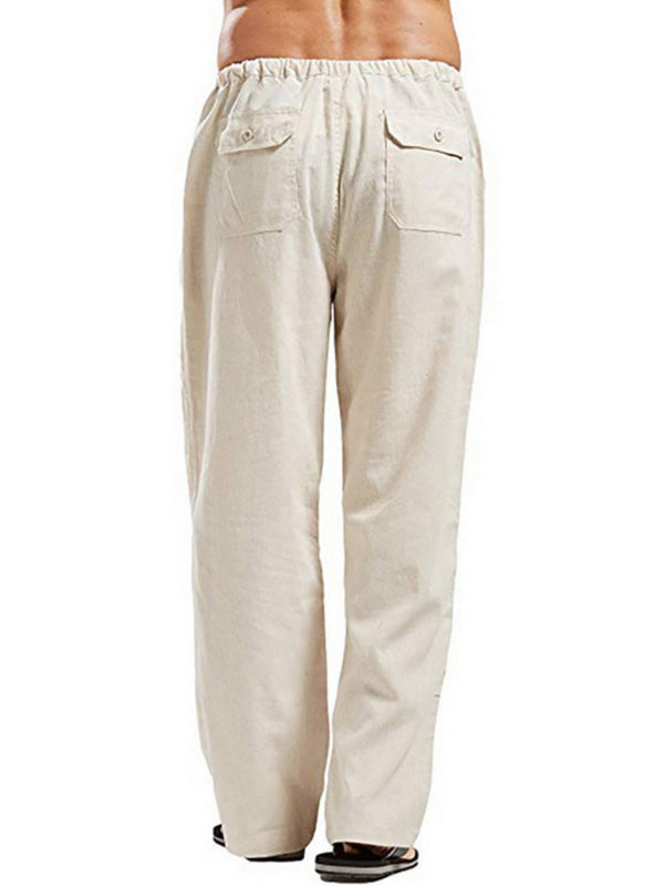 Stylish Linen Blend Drawstring Pants
