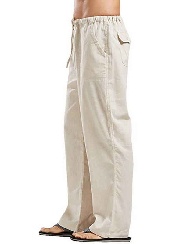 Stylish Linen Blend Drawstring Pants