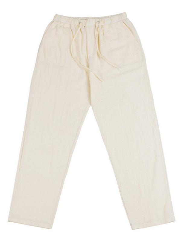 Stylish Linen Blend Drawstring Pants